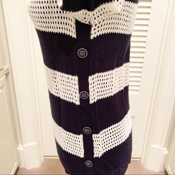 🏷️ New York & Co Preppy Navy White Sailor Button Sweater XS - Picture 6 of 8